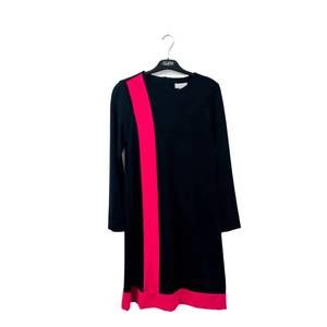 NEW SCAPA LAUREN PERRE women's accent stripe dress in black/pink